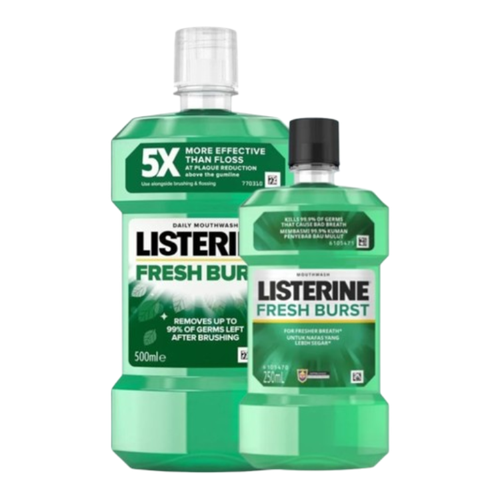 Listerine Mouthwash Fresh Burst | 500ml + 250ml 